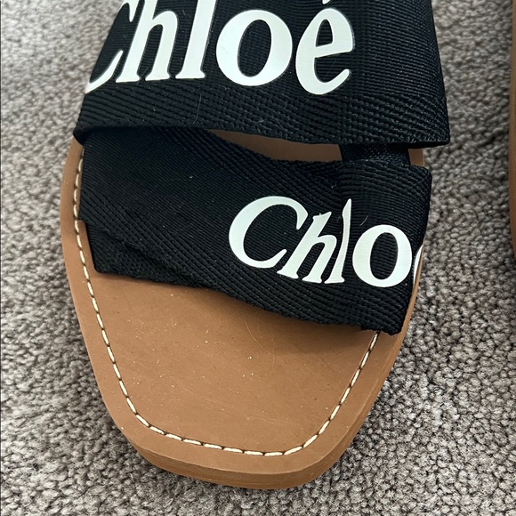 Chloe Woody logo print canvas slides - Picture 6 of 11
